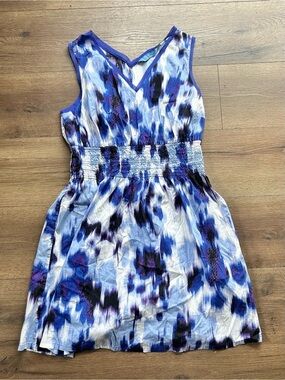 Simply Vera Vera Wang Blue & Purple Abstract V-Neck Dress